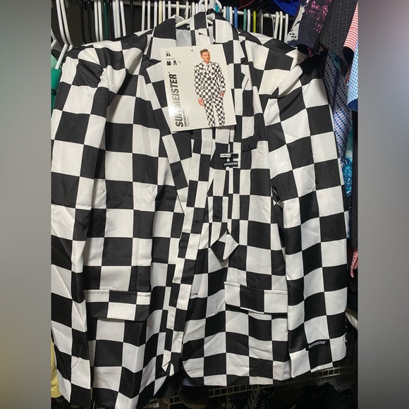 Mad Hatter checkered Suit Alice in Wonderland Halloween Party Costume SHIPS 2DAY - Picture 2 of 3